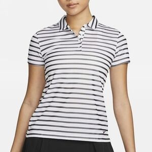 Nike, Woman's ,Black and White Striped NC Golf Shirt, Dry Fit,Size L